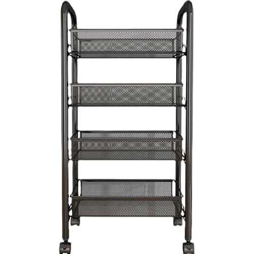 Image of simpa 4 Tier Metal Multipurpose Wheeled Storage Basket Trolley Utility Cart - Black 84cm (H) x 44cm (W) x 27cm (D)