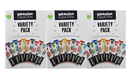 Image of 3 x 12 Flavoured Coffee sachets/ sticks - variety pack - Beanies
