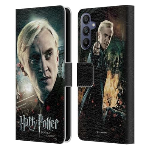 Image of Head Case Designs Officially Licensed Harry Potter Draco Malfoy Deathly Hallows VIII Leather Wallet Case Compatible With Samsung Galaxy A15