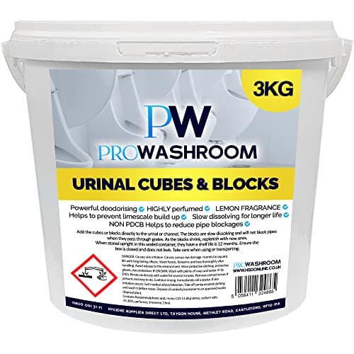 Image of PW PROWASHROOM Urinal Channel Blocks 3KG - Lemon Fragrance - Non PDCB - Slow Dissolving - 30 Day Control