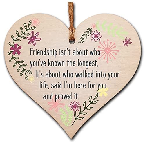 Image of Sentimental Friendship Gift Plaque – Wooden Heart Hanging Sign with Uplifting Message – Best Friend, Colleague or BFF Present – Rustic Twine, Ready to Post – Thoughtful Keepsake, 10x10cm