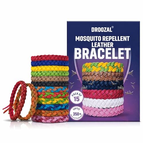 Image of 15 Pack Mosquito Repellent Bracelet - Adjustable Leather Band, Triple Strength 350+ Hours Protection, Natural DEET-Free Anti Bug for Adults, Travel Essentials Waterproof Insect Repellent Bracelet Band