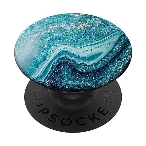 Image of PopSockets TEAL TURQUOISE MARBLE-LIKE WITH GOLD COLOR ACCENT PopSockets PopGrip: Swappable Grip for Phones & Tablets