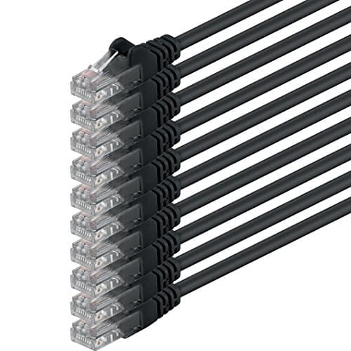 Image of 1aTTack.de 0.25m - black - 10 pieces - (PACK) - CAT.6 CAT6 Ethernet LAN network cable 1000 Mbit/s patch cable