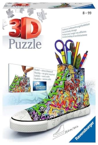 Image of Ravensburger Graffiti Shoe 3D Jigsaw Puzzle for Kids Age 8 Years Up - 108 Pieces Pencil Pot - No Glue Required