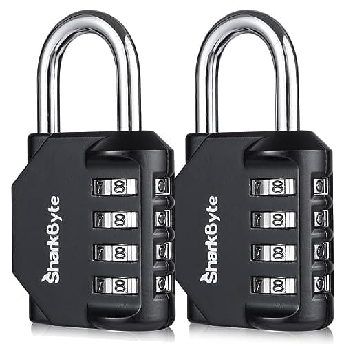 Image of SharkByte 2-Pack Heavy Duty Combination Padlocks – 4-Digit Weatherproof Outdoor Lock, Keyless Resettable Lock for Gym, School, Locker, Shed, Toolbox, Storage & Site Use
