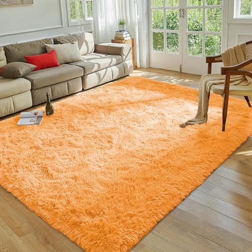 Image of MOONLIGHT20015 Rugs Living Room Large 160x230 CM – Ochre Fluffy Area Rugs for Bedroom – Modern Super Soft Large Thick Pile Non Slip Non-Shedding Shaggy Rug