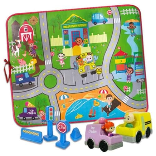 Image of Sinco Creations Cocomelon Mega Playmat Set CoComelon Road Play Floor Mat & School Bus Set Play Village/Town Activity Mat| Ages 3 Plus Toddler Toys CoComelon Toys