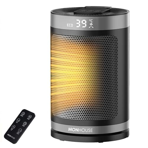 Image of MONHOUSE Electric Heater - Energy Efficient PTC Ceramic, Silent Portable Heater with LED Display, Remote Control, Overheat Protection, Smart Thermostat, 1-12HR Timer - Ideal for Office, Home, Bedroom