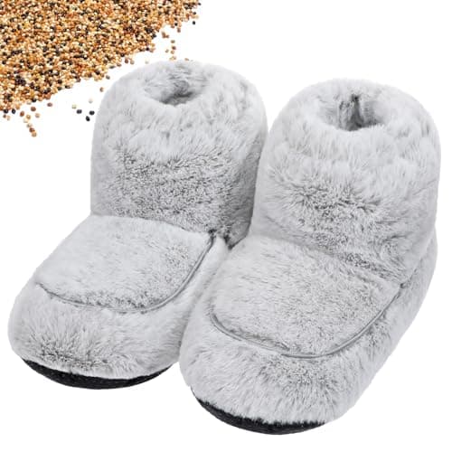 Image of Cozypower Microwavable Slippers for Women Men Heated Booties Warming Slippers Heatable Wellness Boots with Moist Heat Therapy Comfortable Feet Warm for Foot Ankle Pain Plantar Fasciitis, Grey, One