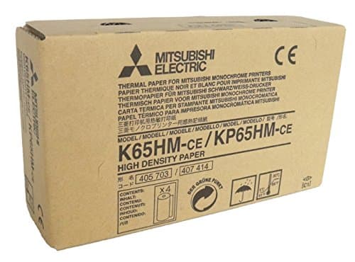 Image of MITSUBISHI K65HM-CE/ KP65HM-CE high density videographic thermal paper rolls for medical printers - A6 (110mm x 20m)