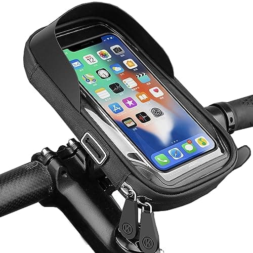 Image of flintronic Bike Phone Holder Waterproof, Bike Phone Mount 360° Rotation, Cycling Handlebar Bag with Touchscreen, Bicycle Phone Cycling Bag for iPhone Samsung up to 6.4'', 17*10*5.8CM