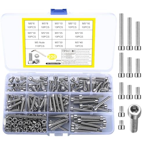 Image of 220 Pcs M6 Bolts and Nuts Sets, 304 Stainless Steel Hex Socket Button Head Cap Screws Bolts Nuts Assortment Kit, Hex Socket Machine Screws with 2 Pcs Wrenches