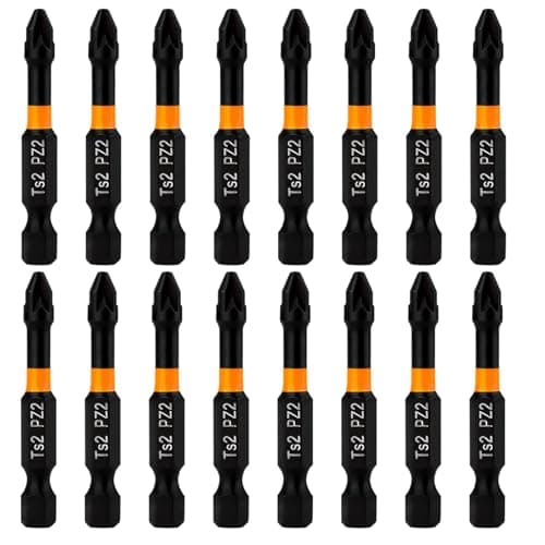 Image of 16x 50mm PZ2 Impact Duty Screwdriver Drill Driver Bits Sets, 1/4 Inch Standard Hex Fitting Pozi-Drive 2 Magnetic Impact Screwdriver Bits Heavy Duty Impact Driver Bit Set for Dewalt Milwaukee Bosch