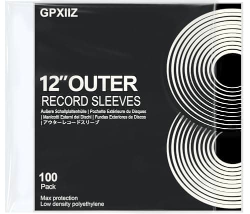 Image of GPXIIZ 100x Thickened Vinyl Sleeves Outer 12 Inch | 100 Micron Durable Polyethylene Record Sleeves | No Edge Tears | UV Resistant | Density Plastic Protective Vinyl Covers | Fit 1-3 Gatefold LP Albums