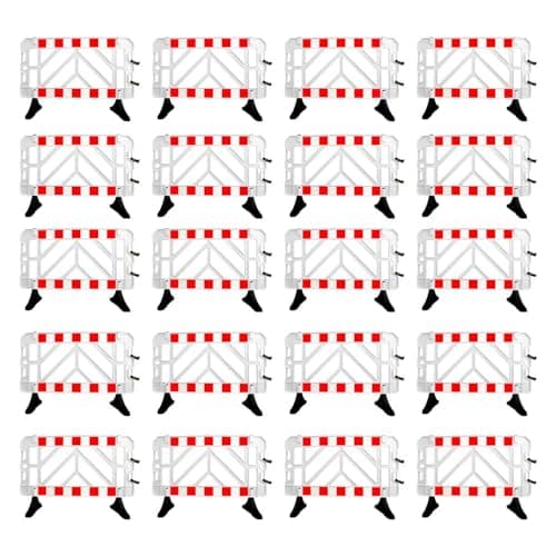 Image of 20Pcs Crowd Control Barrier - White | 1.5 Meter Plastic Barricade for Road Safety and Pedestrian Traffic Management | Reflective Safety Fence Ideal for Schools, Universities, and Events