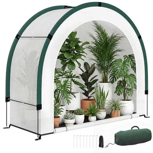 Image of Outsunny Foldable Small Greenhouse, Portable Green House with Zipper Door, PE Base, Mini Greenhouse for Garden Patio, 200 x 80 x 164 cm, Green