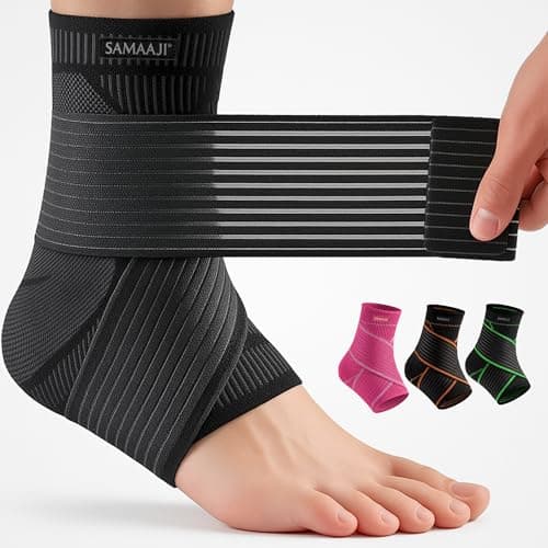 Image of Adjustable Ankle Support for Ligament Damage | Ankle Brace with Adjustable Strap for Compression | Achilles Tendonitis & Plantar Fasciitis Support | Ankle Support for Women & Men, Sprain & Pain Relief