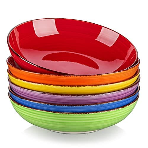 Image of vancasso Bonita Pasta Bowls 38 oz/1140 ml, Large Ceramic Salad Bowls, Pasta Bowl Set of 6, Microwave & Dishwasher Safe Soup Bowls, Serving Bowls, Warm Colors