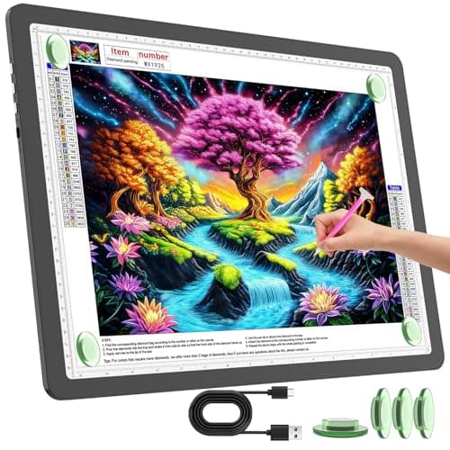 Image of TOHETO Rechargeable A3 Light Pad for Diamond Painting, Ultra Bright Tracing Light Box for Drawing, Wireless Lightbox for Tracing and Drawing, Cordless Diamond Art Light Board for Sketching (Black)
