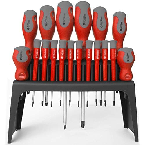 Image of Simply 18-Piece Screwdriver Set with Stand – Slotted & Phillips Drivers, Chrome Vanadium Steel, Ergonomic Soft-Grip Handles