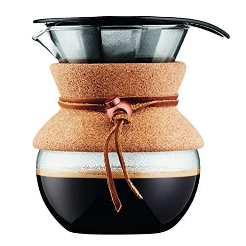 Image of Bodum 17oz Pour Over Coffee Maker, High-Heat Borosilicate Glass with Reusable Stainless Steel Filter and Cork Grip - Made in Portugal