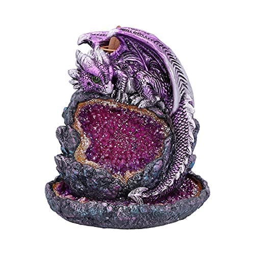Image of Nemesis Now Crystalline Protector Purple Dragon Geode Backflow Incense Burner,14.2cm