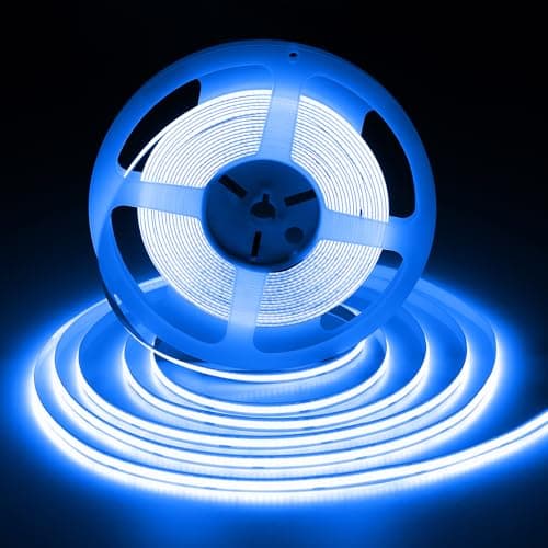 Image of iNextStation 10M Blue COB LED Strip, 24V High Bright Cuttable Tape Lights, CRI 93+ Dotless Dimmable Flexible Light for Gaming Room Monitor Bedroom TV Backlight Bar Display Cabinet Decor (No Plug)