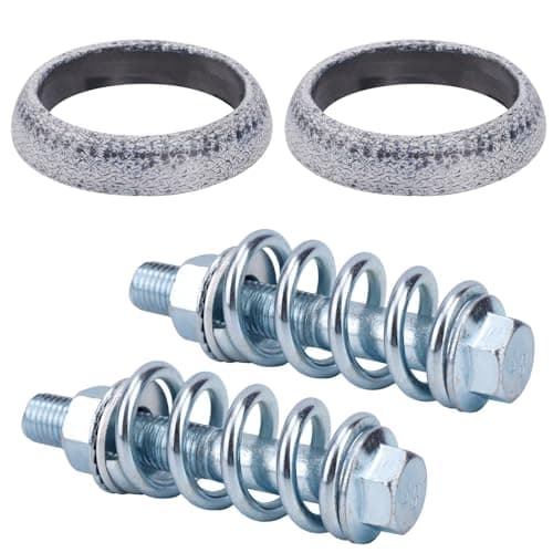 Image of 2pcs Exhaust Manifold Gasket & 2 Bolts Kit, High-Temp Sealed Donut Muffler Pipe Replacement Set with Shock Absorbing Springs for Car, Truck, SUV Exhaust Flange System Repair Material(65mm)