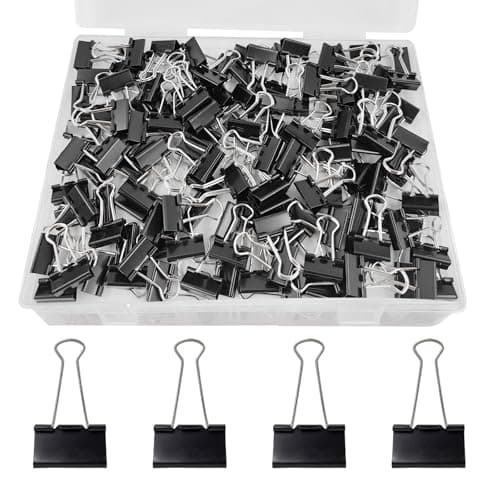 Image of 120 Pcs Binder Clips 19mm, Small Foldback Clips, Metal Black Paper Clips Paper Clamps, Small Bulldog Clips for Office Supplies, Home, Kitchen, Shops, School Document Organizing(Black)