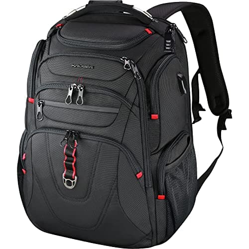Image of KROSER Travel Laptop Backpack 17.3 Inch XL TSA Computer Backpack Water-Repellent College Daypack Business Backpack with RFID Pockets & USB Port for Men/Women-Black