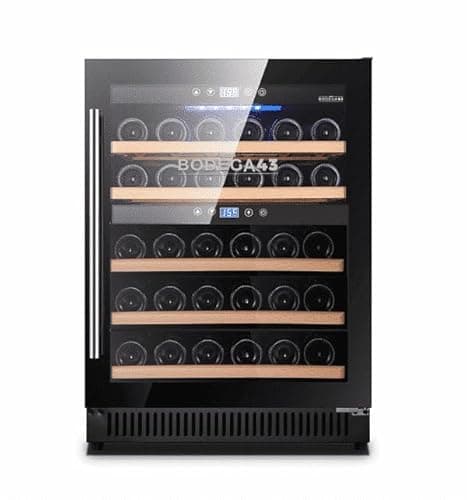 Image of BODEGA43-40 Built-in Wine Fridge under counter - Freestanding Wine Cooler with 2 zones, 5-20 ºC, 130 litres, 40 bottles, 5 shelves, very little vibration, 46 dB, black