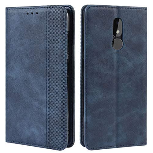 Image of HualuBro Nokia 3.2 Case, Retro PU Leather Wallet Flip Folio Shockproof Phone Case Cover with [Kickstand] [Card Slots] [Magnetic Closure] for Nokia 3.2 2019 (Blue)