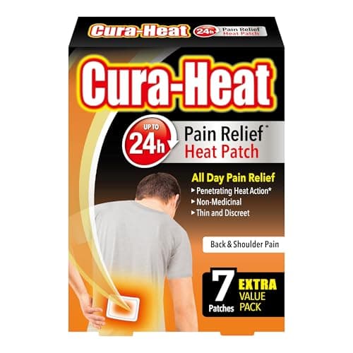 Image of Cura-Heat Back and Shoulder Pain Heat Patch | 7 Patches | Targeted Pain Relief | Pain Relief up to 24h | Penetrating Heat Action