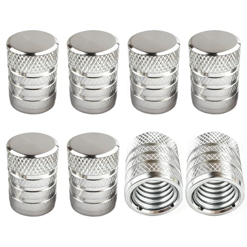 Image of Vexorlian Valve Caps, 8 Pcs Aluminium Tyre Valve Caps with Seal for Stable Tyre Pressure, Universal Dust Caps for Cars, Motorbikes, Bicycles - Silver