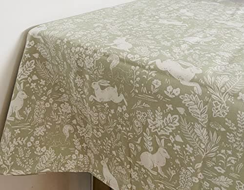 Image of Forest Life Animals 100% Cotton Table Cloth 132cmx 178cm William Morris Gallery in Green