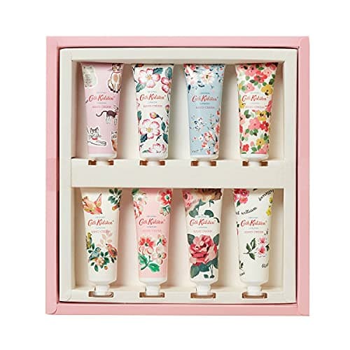 Image of Cath Kidston Hand Cream Gift Sets For Women Luxury moisturiser Vegan Shea Butter 8 x 30ml in 2 Colours - Pink Border