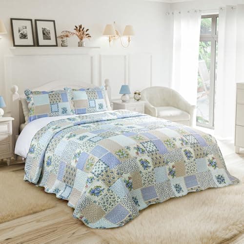 Image of Emma Barclay Cotswold Bedspread Single Bed Blue, 100% Polyester