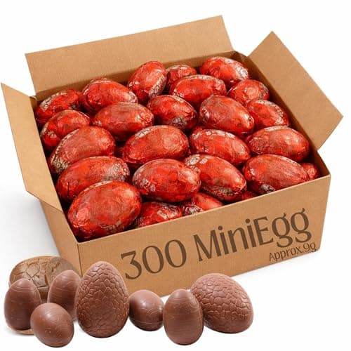 Image of Milk Chocolate Mini Eggs Bulk Buy | Approx. 9gx300 Individually Wrapped Easter Eggs with Cereal & Wafer Filling | Egg Hunt, Party Bags & Sharing Treats
