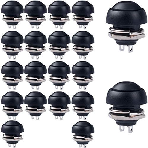 Image of RUNCCI-YUN 20pcs 12mm black Momentary Push Button SPST ON/OFF AC 250V/1.5A 125V/3A, Mini Round Button for Car Trumpet, PC, Table Lamp, Home Doorbell