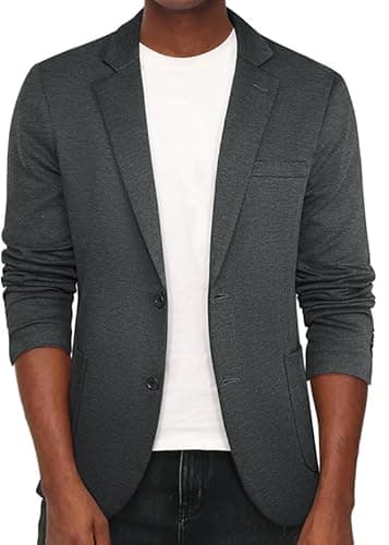 Image of PJ PAUL JONES Mens Casual Lightweight Blazer Jacket Regular Fit Stretch Knit Sport Coats, Grey, XL