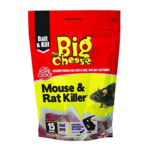 Image of The Big Cheese Mouse & Rat Killer Pasta Sachet - 10g x 15 Kills Mice and Rats Pre-Measured Chew Through Sachets Difenacoum, Red