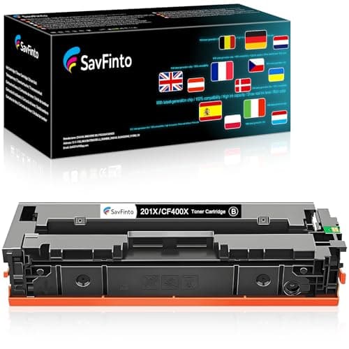 Image of SavFinto 201X CF400X Black Toner Cartridge Replacement for HP 201X 201A CF400X CF400A Toner Compatible for Color LaserJet Pro M252dw M252n MFP M277dw M277n M274n M277c6 (1 Black)