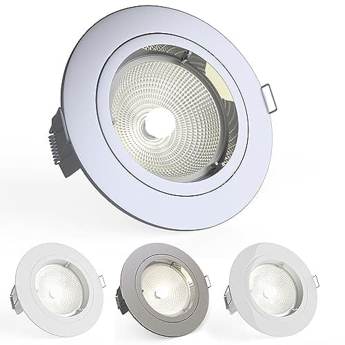 Image of National Lighting Recessed Lighting - Mains Powered LED Spot Lights Downlights for Ceiling - IP20 Rated GU10 Fitting for Halogen or LED - Chrome Finish, Fixed Version