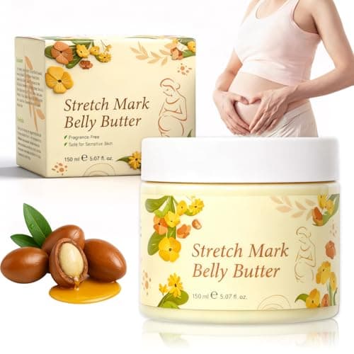 Image of Stretch Mark Cream for Pregnant Women, Pregnancy Belly Butter to Prevent & Soothe, Shea Butter Lotion for Moisturising Massage Lotion with Cocoa Butter for Stomach, Chest&Thighs,150ml
