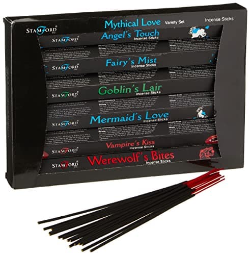 Image of Stamford London 37340 Mythical Variety Set Incense Sticks - 6 Packs x 15 Sticks, Black