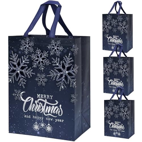 Image of Large Christmas Gifts Bags 4Pcs,41 * 30 * 18 Christmas Presents Bags,Silver Snowflake Xmas bags for presents