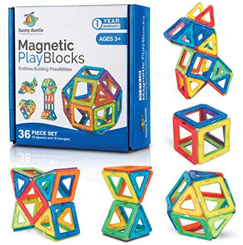 Image of Magnetic Building Blocks, Magnetic Tiles Set, Toy for 3 4 5 6 7 8 Year Old Boys & Girls - Kids & Toddlers, STEM Educational Building Toy/Game, Gift for 3-8 Year Olds boys & girls, 36 pcs Set- Gift Box