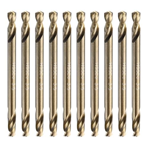Image of sourcing map 10Pcs Cobalt Drill Bits Double Ended 3.5mm/0.137" M35 High Speed Steel Twist Drill Bit Stubby Body for Hardened Steel Wood Plastic Cast Iron