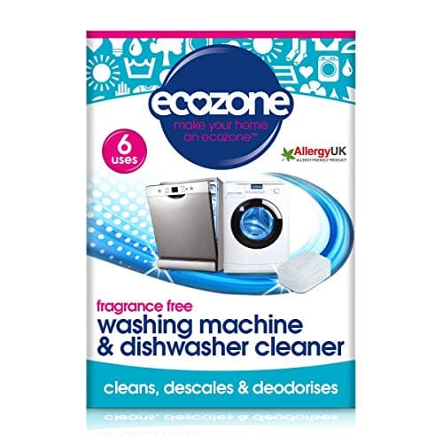 Image of EcoZone Washing Machine & Dishwasher Cleaner Tablets, 2-in-1 Treatment Kit Cleans, De-Scales & De-odorises, Fragrance Free, Plastic Free, Natural Vegan Friendly Plant-Based Cleaning (Pack of 6)